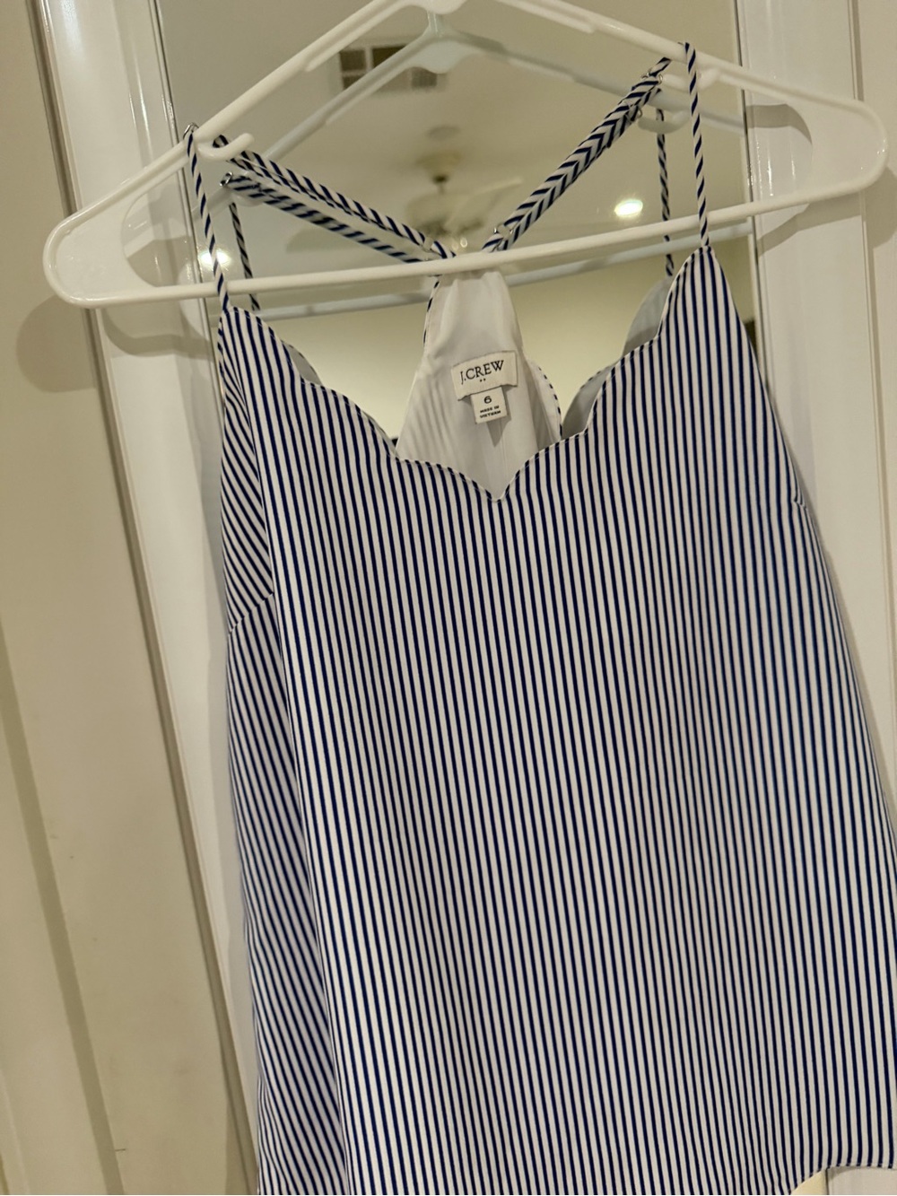 J. Crew factory women’s camisole ' Navy and White StripeScalloped Edge Camisole